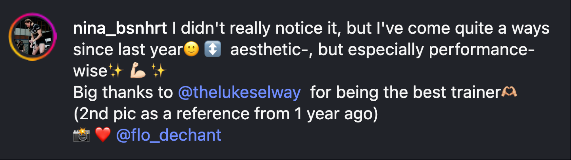 Client testimonial praising Luke's coaching