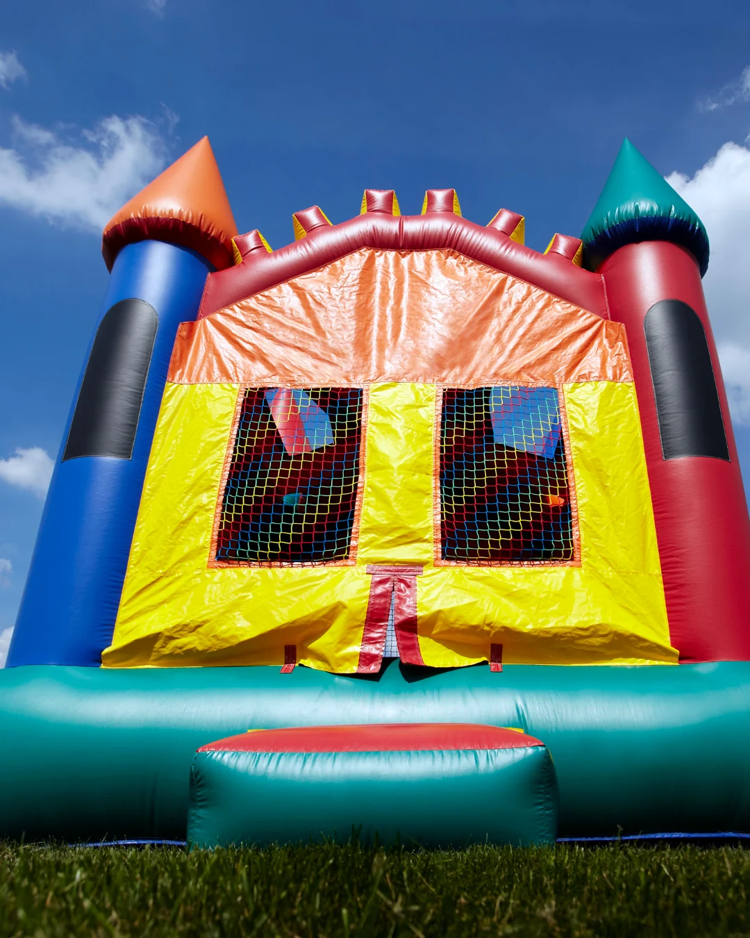 Inflatable bouncy castle, an example of an unstable surface to stand on
